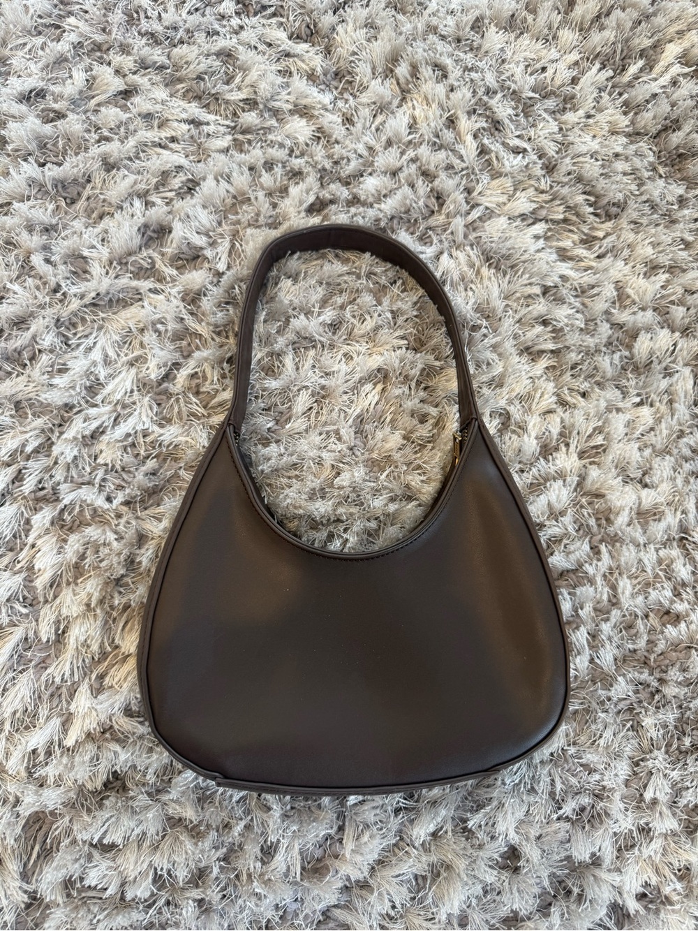 Brandy Melville Smooth Dark Brown Crescent Shoulder Bag